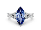 Platinum Marquise Cut Blue Sapphire  Halo Twist Band Solitaire Prong Setting Ring_12