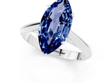 Platinum Marquise Cut Blue Sapphire Solitaire Engagement Ring with Cathedral Setting and Four-Prong Mount_1