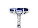 Platinum Marquise Cut Blue Sapphire Solitaire Ring with Round  Pavé Band and Four-Prong Setting_29
