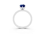 Platinum Marquise Cut Blue Sapphire Solitaire Ring with Thin Band and Prong Setting_57