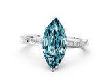 Platinum Marquise Cut Blue Topaz Engagement Ring with Side Stone Accents and Four-Prong Setting_24