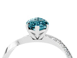 Platinum Marquise Cut Blue Topaz Engagement Ring with Side Stone Accents and Four-Prong Setting_28