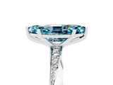 Platinum Marquise Cut Blue Topaz Engagement Ring with Side Stone Accents and Four-Prong Setting_29