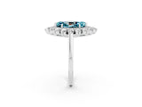 Platinum Marquise Cut Blue Topaz Floral Double Halo Engagement Ring with Prong Setting_213