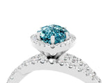 Platinum Marquise Cut Blue Topaz Halo Ring with Round Split Shank and Prong Setting_70