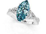 Platinum Marquise Cut Blue Topaz  Halo Twist Band Solitaire Prong Setting Ring_13