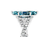 Platinum Marquise Cut Blue Topaz  Halo Twist Band Solitaire Prong Setting Ring_17