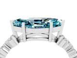 Platinum Marquise Cut Blue Topaz Scattered Round Accent Ring with Prong Setting_34