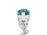 Platinum Marquise Cut Blue Topaz Scattered Round Accent Ring with Prong Setting_35