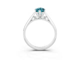 Platinum Marquise Cut Blue Topaz Solitaire Engagement Ring with Cathedral Setting and Four-Prong Mount_3