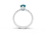 Platinum Marquise Cut Blue Topaz Solitaire Pavé Engagement Ring with Round Band and Prong Setting_93