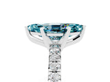 Platinum Marquise Cut Blue Topaz Solitaire Pavé Engagement Ring with Round Band and Prong Setting_95