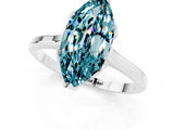Platinum Marquise Cut Blue Topaz Solitaire Ring with Flower Prong Setting and Classic Band_1
