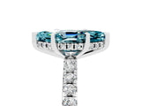 Platinum Marquise Cut Blue Topaz Solitaire Ring with Round  Pavé Band and Four-Prong Setting_29