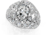 Platinum Marquise Cut Brilliant Halo Pave Diamond Milgrain Ring_14
