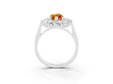 Platinum Marquise Cut Citrine Floral Double Halo Engagement Ring with Prong Setting_167