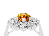 Platinum Marquise Cut Citrine Floral Double Halo Engagement Ring with Prong Setting_168