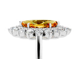 Platinum Marquise Cut Citrine Floral Double Halo Engagement Ring with Prong Setting_169