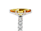 Platinum Marquise Cut Citrine Pavé Solitaire Ring with Round Band and Prong Setting_47