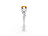 Platinum Marquise Cut Citrine Scattered Round Accent Ring with Prong Setting_32