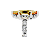 Platinum Marquise Cut Citrine Solitaire Ring with Round  Pavé Band and Four-Prong Setting_41