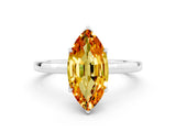 Platinum Marquise Cut Citrine Solitaire Ring with Thin Band and Prong Setting_42