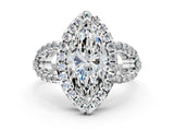 Platinum Marquise Cut Cut Diamond Halo Engagement Ring with Open Split Pavé Band_13