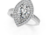 Platinum Marquise Cut-Cut Diamond Halo Engagement Ring with Pave Band and Prong Setting_14