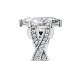 Platinum Marquise Cut Cut Diamond Twisted Band with Milgrain Pave Setting and Four-Prong Setting_11