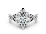 Platinum Marquise Cut Cut Diamond Twisted Band with Milgrain Pave Setting and Four-Prong Setting_6