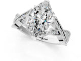 Platinum Marquise Cut Cut Diamond Twisted Band with Milgrain Pave Setting and Four-Prong Setting_7