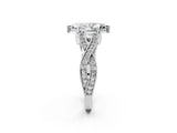Platinum Marquise Cut Cut Diamond Twisted Band with Milgrain Pave Setting and Four-Prong Setting_8
