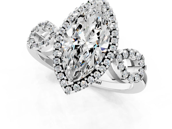 Platinum Marquise Pave Infinity Halo Engagement Ring Setting