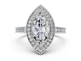 Platinum Marquise Cut Cut Halo Pavé Diamond Ring_13