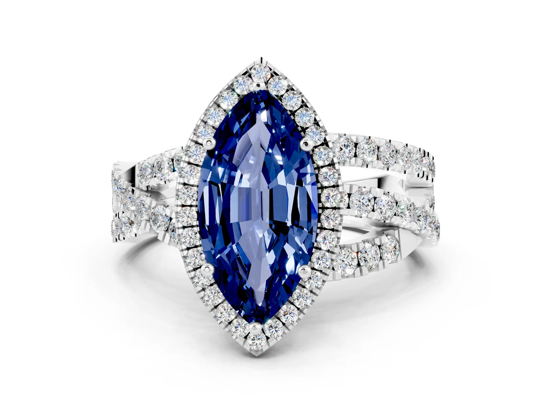 Platinum Marquise Cut Cut Halo Split Shank Prong Setting Ring_31