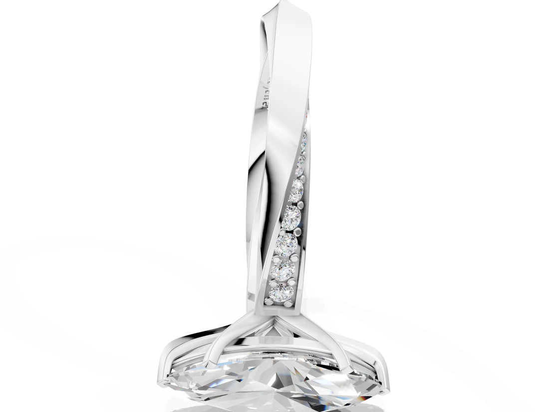 Platinum Marquise Cut Diamond Engagement Ring with Side Stone Accents and Four-Prong Setting_73