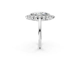 Platinum Marquise Cut Diamond Floral Double Halo Engagement Ring with Prong Setting_9