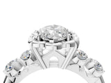 Platinum Marquise Cut Diamond Floral Halo Engagement Ring with Shared Prong Setting 4
