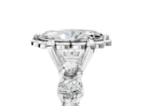 Platinum Marquise Cut Diamond Floral Halo Engagement Ring with Shared Prong Setting 5