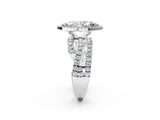 Platinum Marquise Cut Diamond Halo Ring with Round Split Shank and Prong Setting_2
