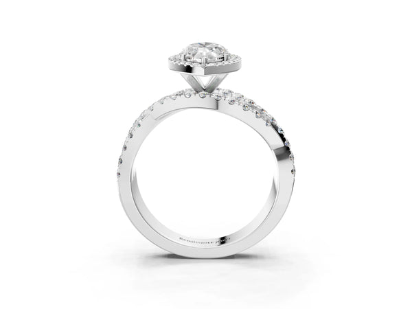Platinum Marquise Halo Engagement Ring Setting with Twisted Pave Split Shank