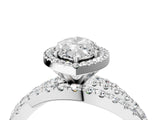 Platinum Marquise Cut Diamond Halo Ring with Round Split Shank and Prong Setting_4