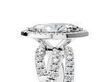 Platinum Marquise Cut Diamond Halo Ring with Round Split Shank and Prong Setting_5