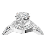 Platinum Marquise Cut Diamond Halo Ring with Split Shank and Bezel Accents and Four-Prong Setting_17