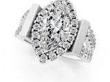 Platinum Marquise Cut Diamond Halo Split Shank Prong Set Ring_44