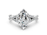 Platinum Marquise Cut Diamond  Halo Twist Band Solitaire Prong Setting Ring_20