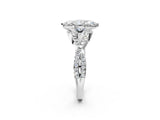Platinum Marquise Cut Diamond  Halo Twist Band Solitaire Prong Setting Ring_22