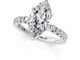 Platinum Marquise Cut Diamond Pavé Solitaire Ring with Round Band and Prong Setting_25
