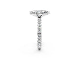 Platinum Marquise Cut Diamond Pavé Solitaire Ring with Round Band and Prong Setting_26