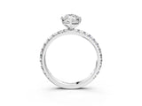 Platinum Marquise Cut Diamond Pavé Solitaire Ring with Round Band and Prong Setting_27
